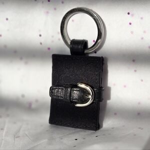 Vintage Coach Black Signature Jacquard Bag Charm Keychain & Photo Holder